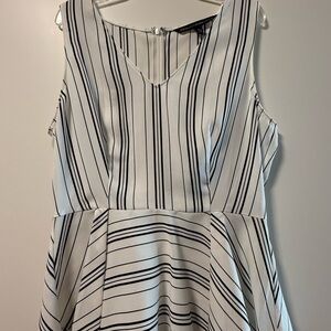 White House Black Market Black and White Striped Blouse